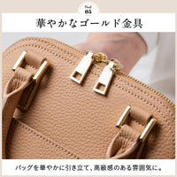 シュリンクレザー ショルダーベルト付き ダブルファスナー ミニハンドバッグ