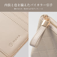 牛革 キルティング スキミング防止コンパクトミニ財布