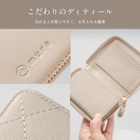 牛革 キルティング スキミング防止コンパクトミニ財布