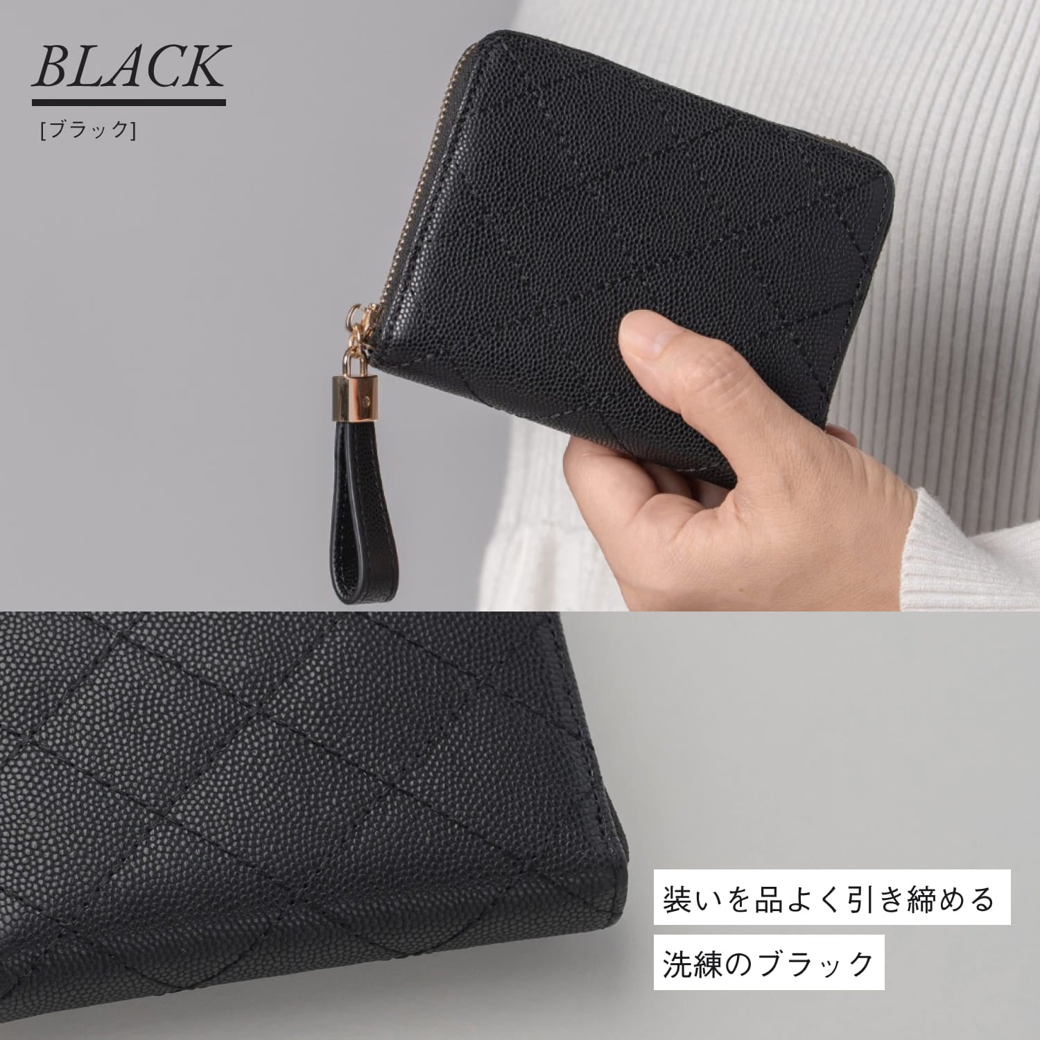 牛革 キルティング スキミング防止コンパクトミニ財布
