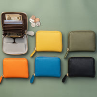 イタリアンレザー スキミング防止 ボックス型小銭入れ コンパクト じゃばら式 ミニ財布