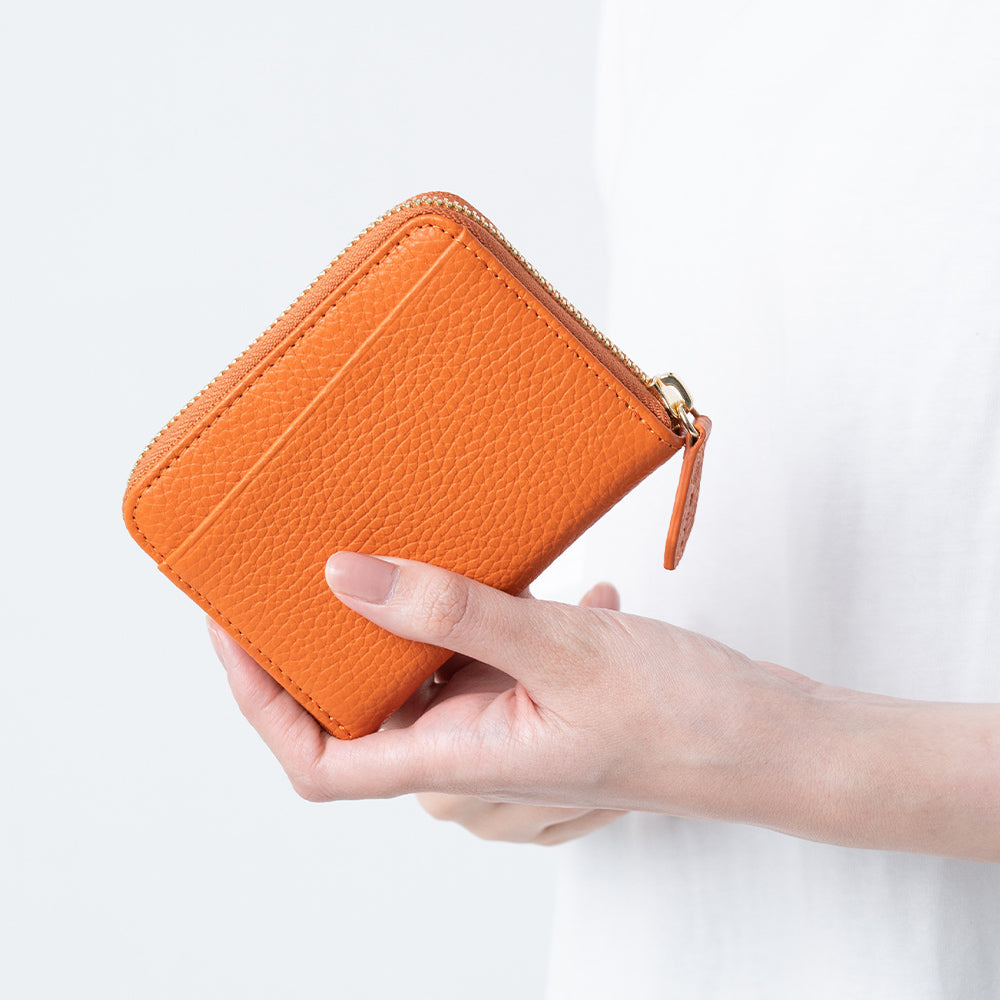 イタリアンレザー スキミング防止 ボックス型小銭入れ コンパクト じゃばら式 ミニ財布