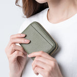 イタリアンレザー スキミング防止 ボックス型小銭入れ コンパクト じゃばら式 ミニ財布