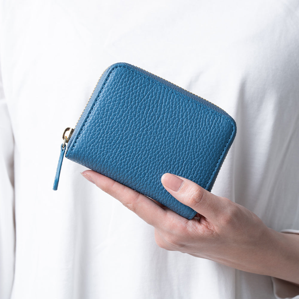 イタリアンレザー スキミング防止 ボックス型小銭入れ コンパクト じゃばら式 ミニ財布