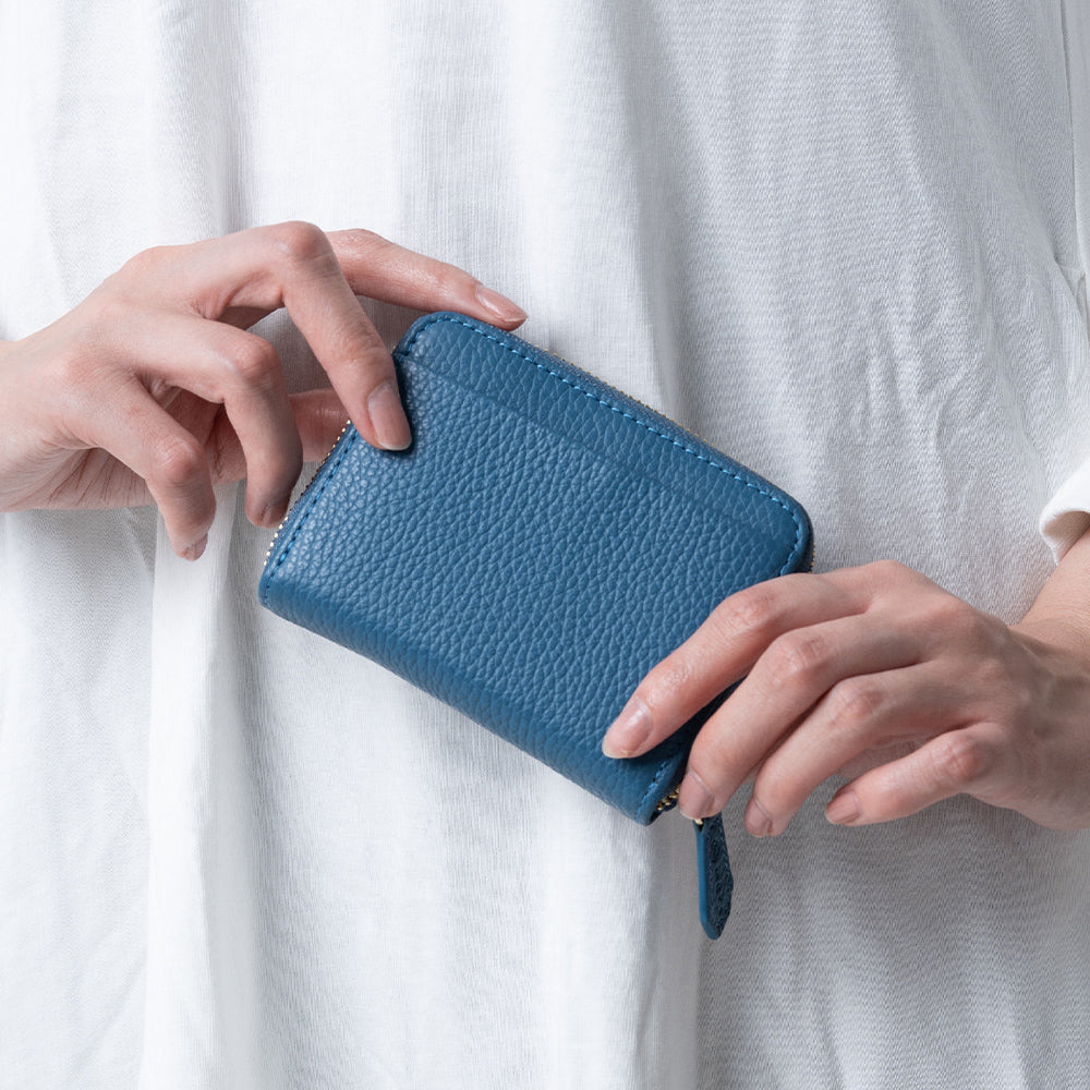 イタリアンレザー スキミング防止 ボックス型小銭入れ コンパクト じゃばら式 ミニ財布