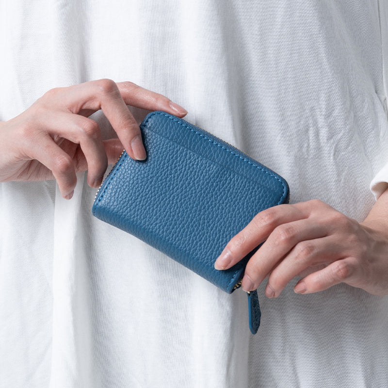 イタリアンレザー スキミング防止 ボックス型小銭入れ コンパクト じゃばら式 ミニ財布