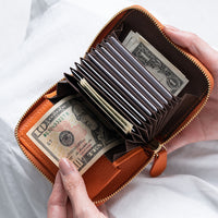 イタリアンレザー スキミング防止 ボックス型小銭入れ コンパクト じゃばら式 ミニ財布