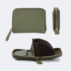 イタリアンレザー スキミング防止 ボックス型小銭入れ コンパクト じゃばら式 ミニ財布