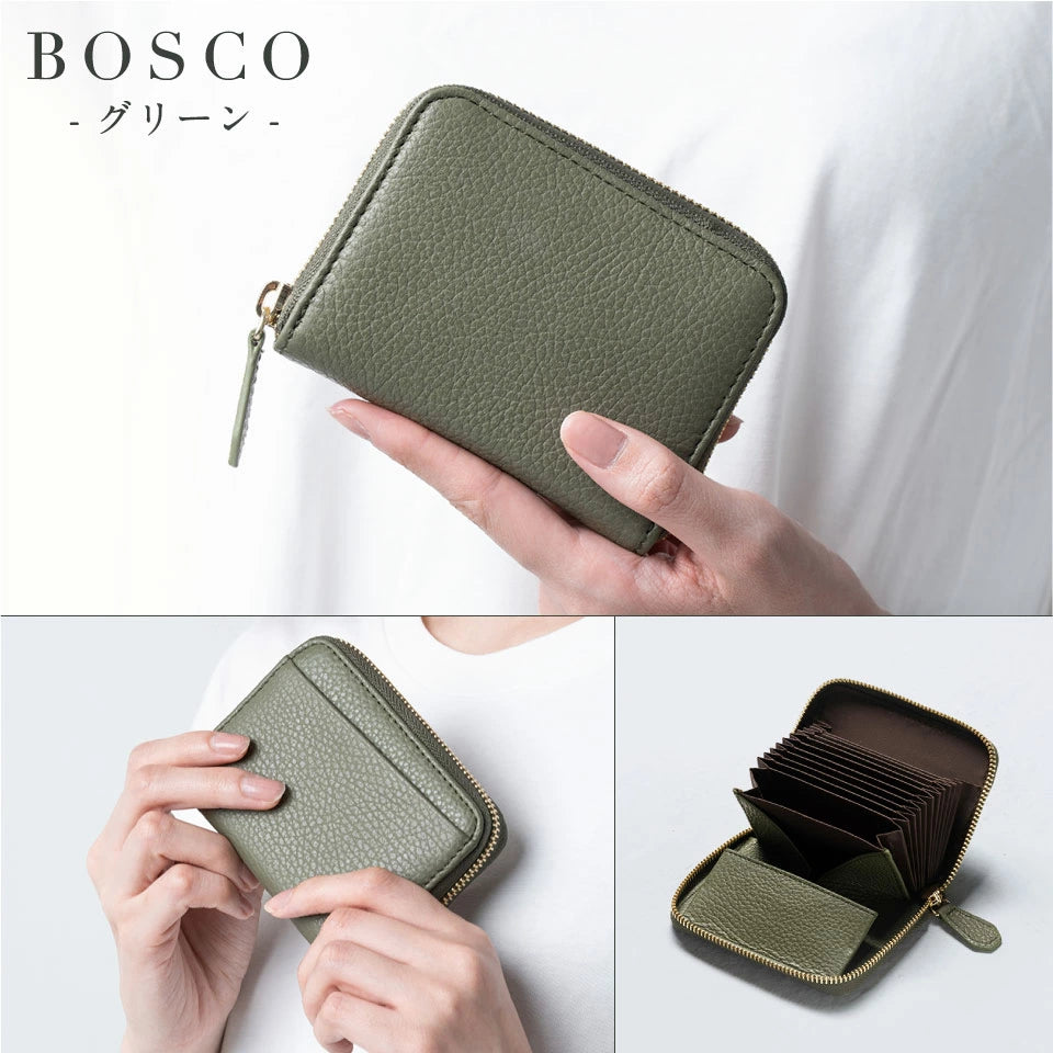 イタリアンレザー スキミング防止 ボックス型小銭入れ コンパクト じゃばら式 ミニ財布