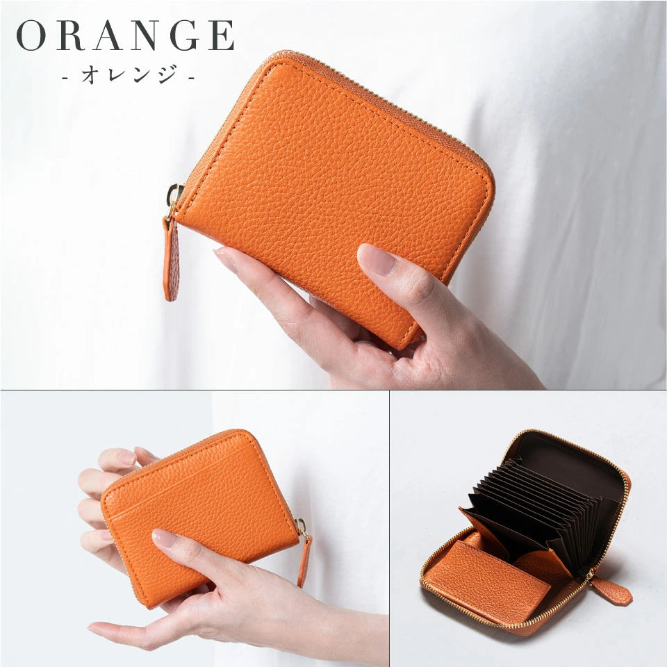 イタリアンレザー スキミング防止 ボックス型小銭入れ コンパクト じゃばら式 ミニ財布