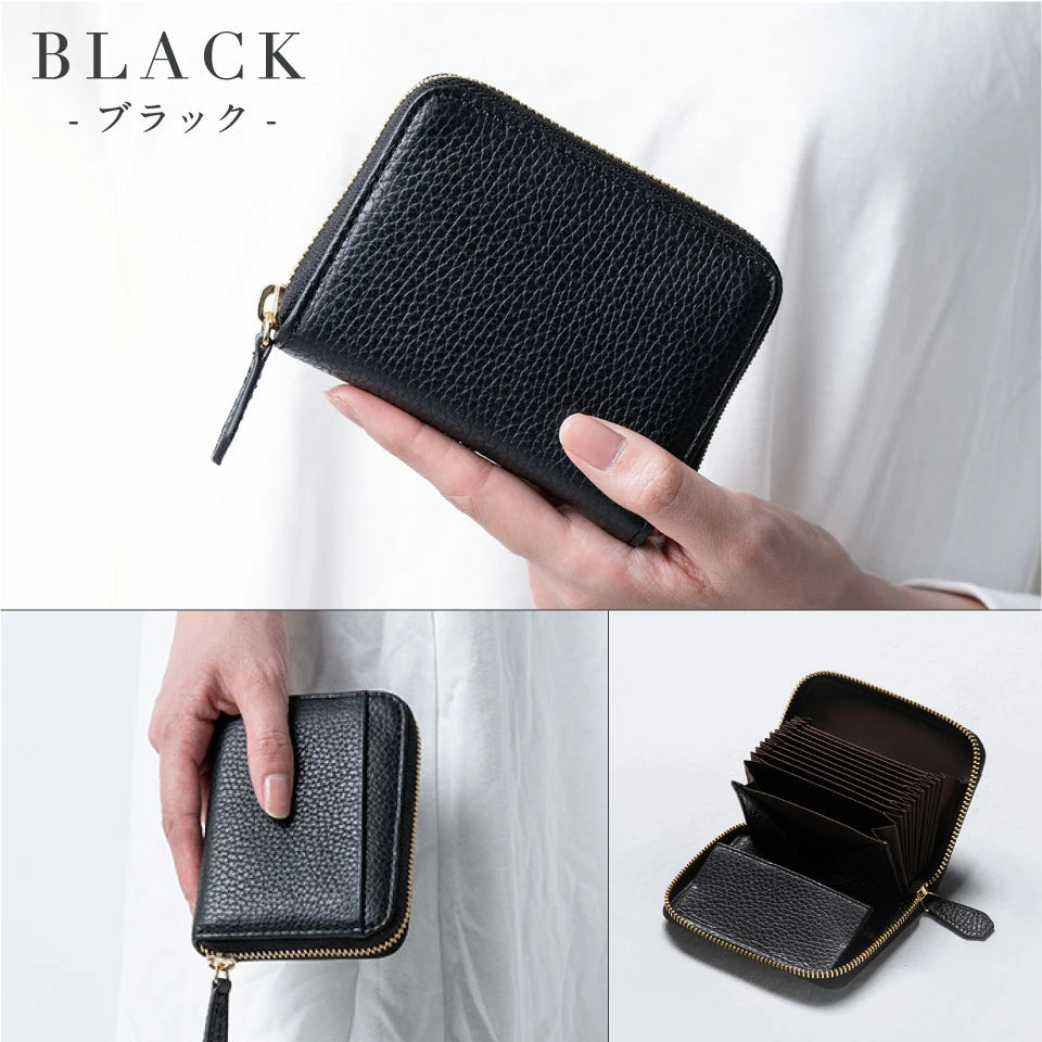 イタリアンレザー スキミング防止 ボックス型小銭入れ コンパクト じゃばら式 ミニ財布