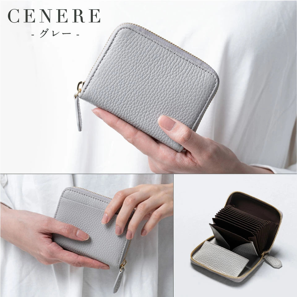 イタリアンレザー スキミング防止 ボックス型小銭入れ コンパクト じゃばら式 ミニ財布