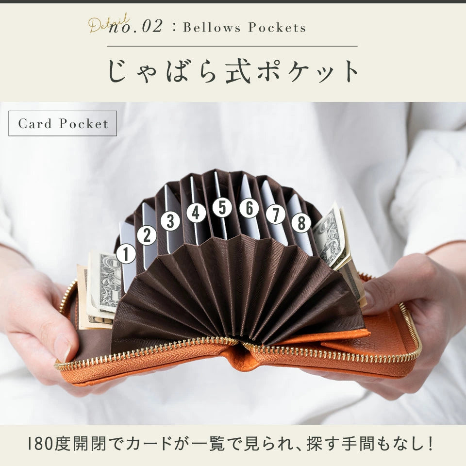 イタリアンレザー スキミング防止 ボックス型小銭入れ コンパクト じゃばら式 ミニ財布