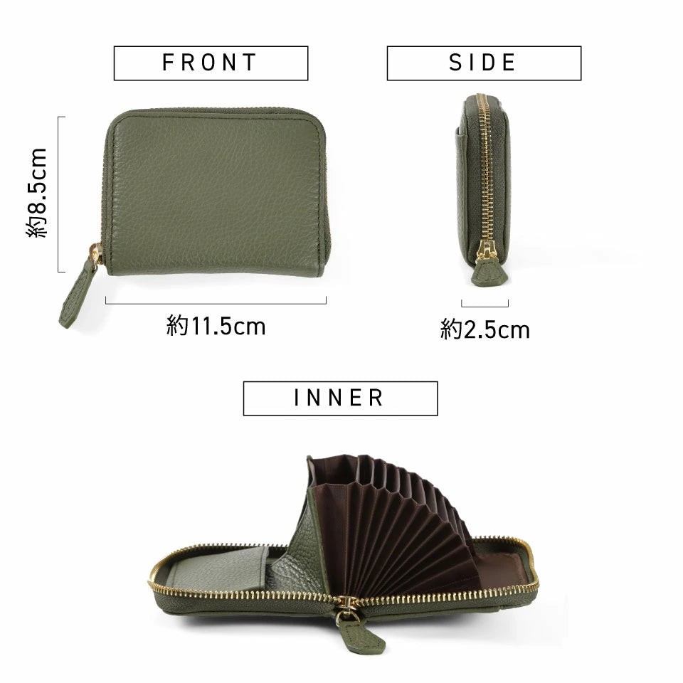 イタリアンレザー スキミング防止 ボックス型小銭入れ コンパクト じゃばら式 ミニ財布
