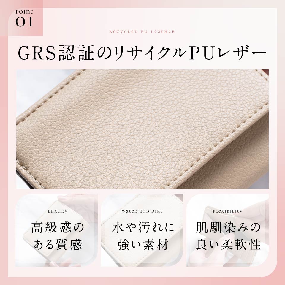リサイクルPUレザー（合成皮革）薄型コンパクト スキミング防止 レディース フラグメントケース