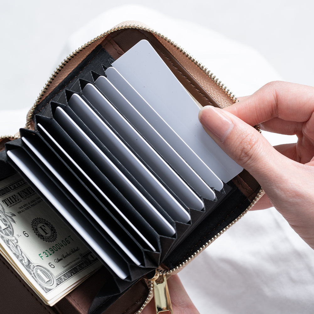 リサイクルPUレザー じゃばら式 スキミング防止 小銭入れ付き コンパクト カードケース