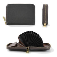 リサイクルPUレザー じゃばら式 スキミング防止 小銭入れ付き コンパクト カードケース