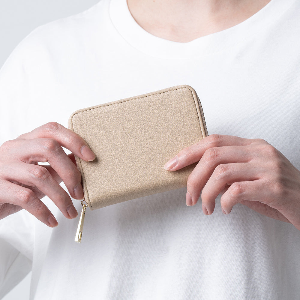 リサイクルPUレザー じゃばら式 スキミング防止 小銭入れ付き コンパクト カードケース