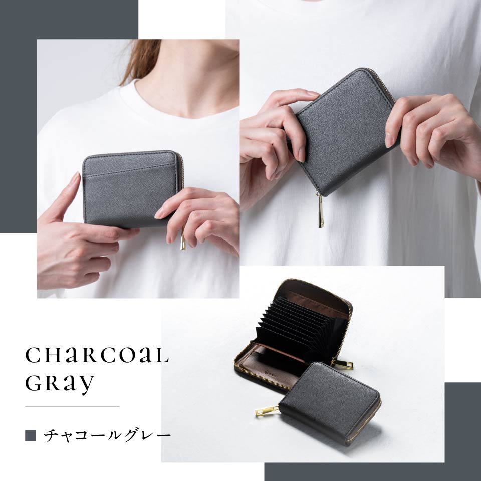リサイクルPU(合成皮革) じゃばら式 スキミング防止 コインケース カードケース付きミニ財布