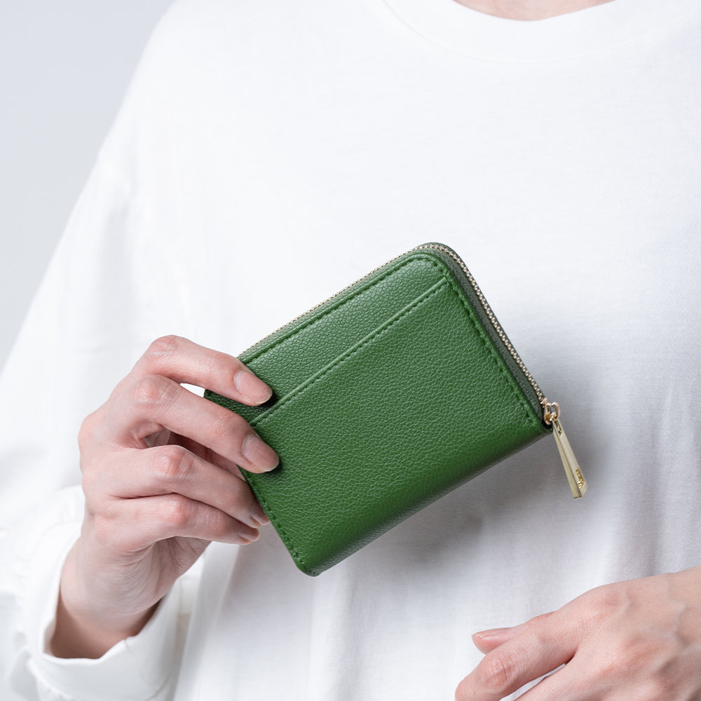 リサイクルPUレザー じゃばら式 スキミング防止 小銭入れ付き コンパクト カードケース