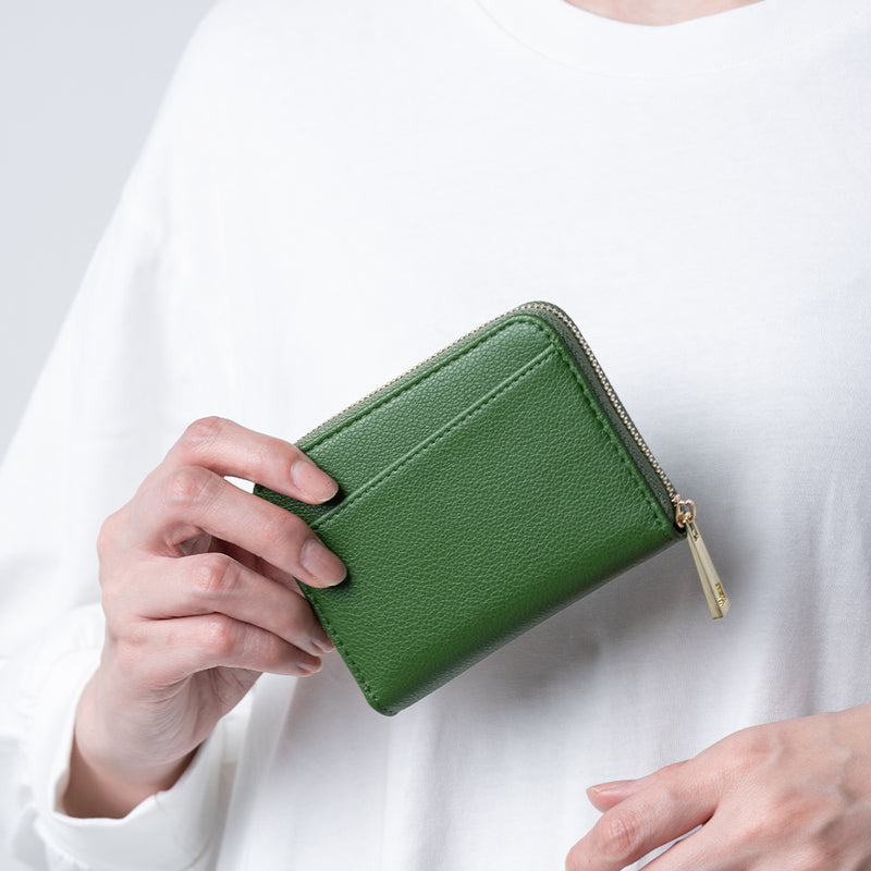 リサイクルPUレザー じゃばら式 スキミング防止 小銭入れ付き コンパクト カードケース