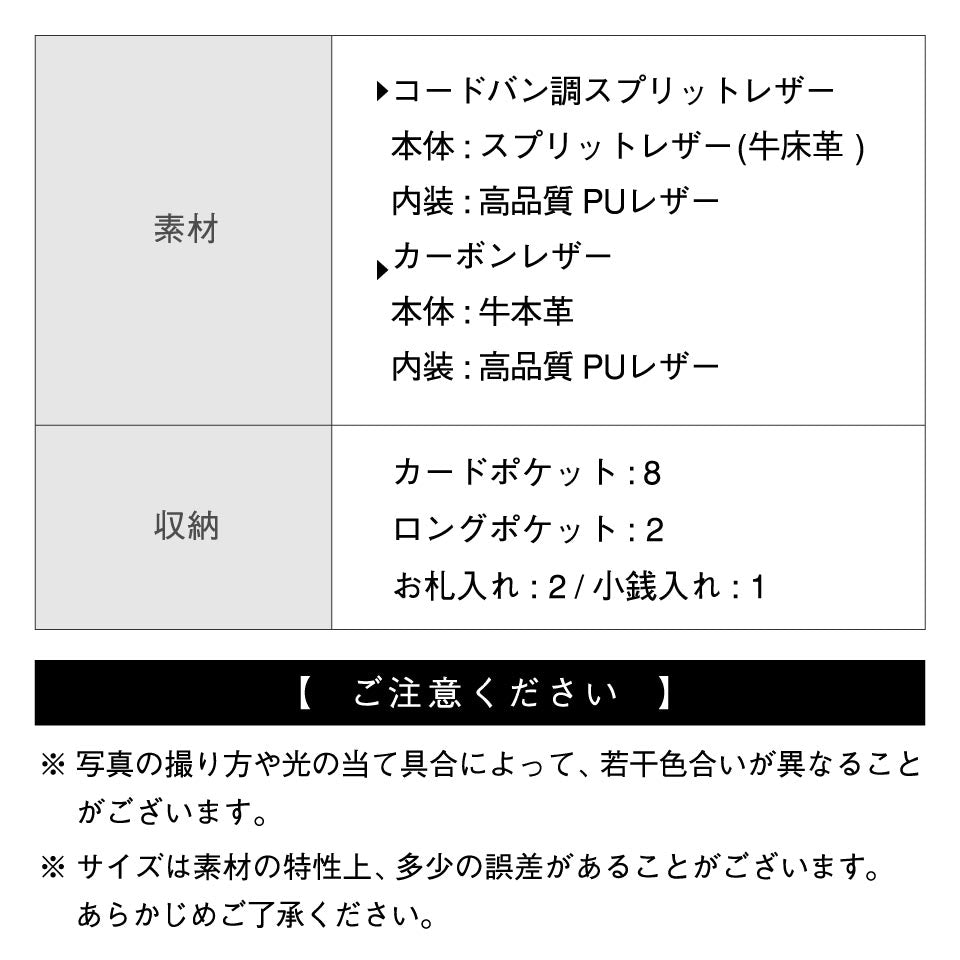 ラウンドファスナー コードバン調/カーボン レザー 長財布