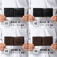 本革 ゴートレザー 隠しポケット付 スリム 二つ折り財布