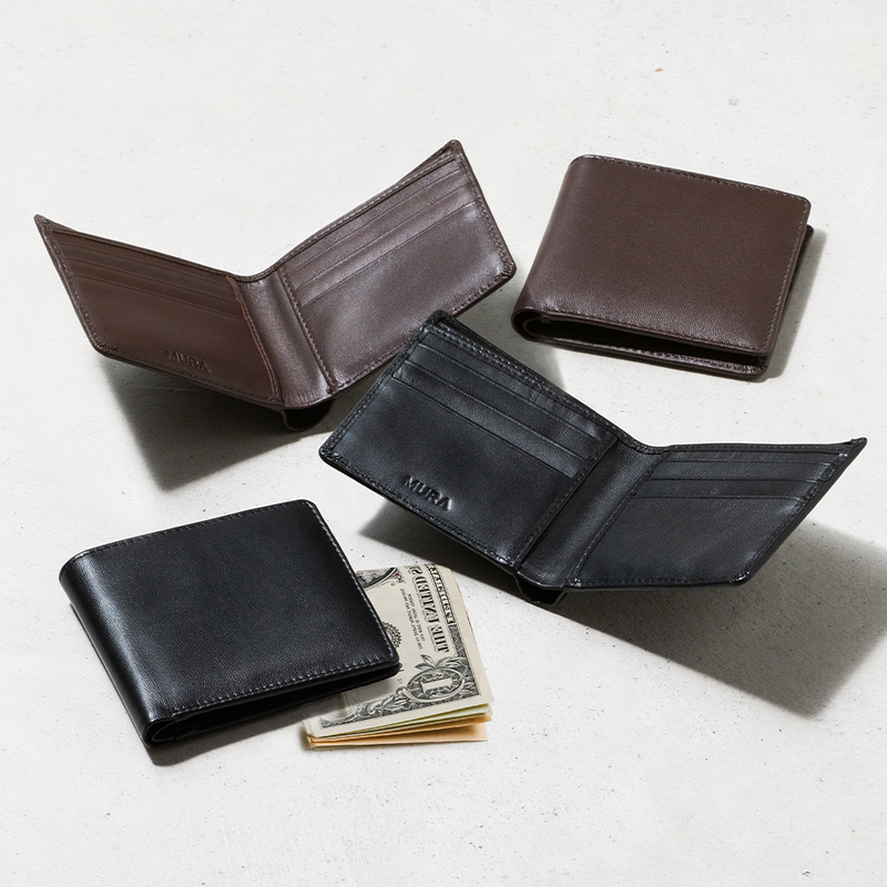 本革 ゴートレザー 小銭入れなし スリム 二つ折り財布 – MURA-ムラ 本革 ゴートレザー 小銭入れなし スリム 二つ折り財布 – MURA-ムラ