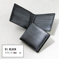 本革 ゴートレザー 小銭入れなし スリム 二つ折り財布