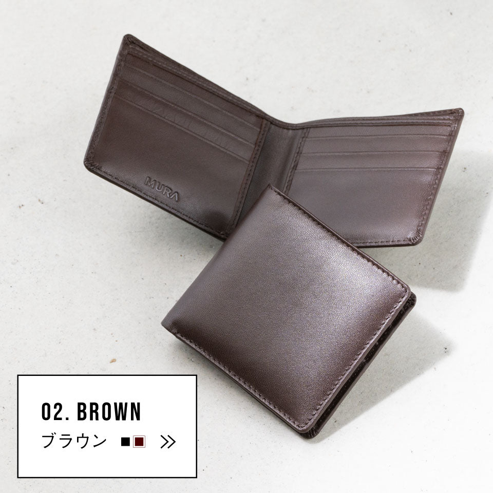 本革 ゴートレザー 小銭入れなし スリム 二つ折り財布 – MURA-ムラ