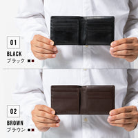 本革 ゴートレザー 小銭入れなし スリム 二つ折り財布