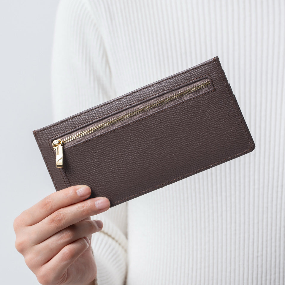 本革 サフィアーノレザー スキミング防止機能付き 薄型 長財布