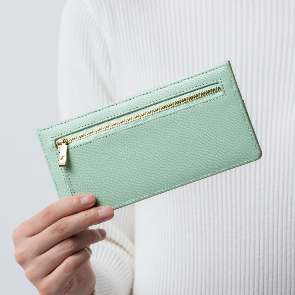 本革 サフィアーノレザー スキミング防止機能付き 薄型 長財布