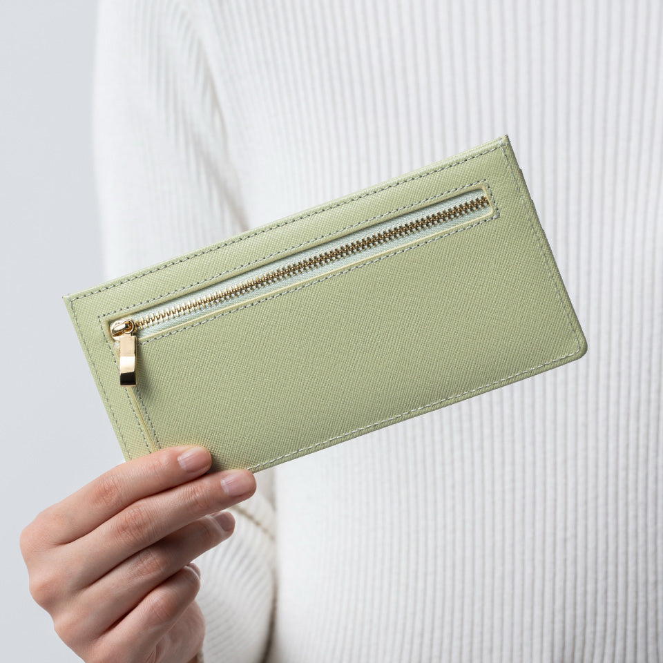 本革 サフィアーノレザー スキミング防止機能付き 薄型 長財布