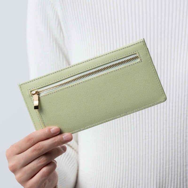 本革 サフィアーノレザー スキミング防止機能付き 薄型 長財布