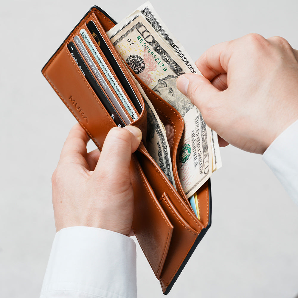 コードバン調/カーボン レザー box型小銭入れ 二つ折り財布