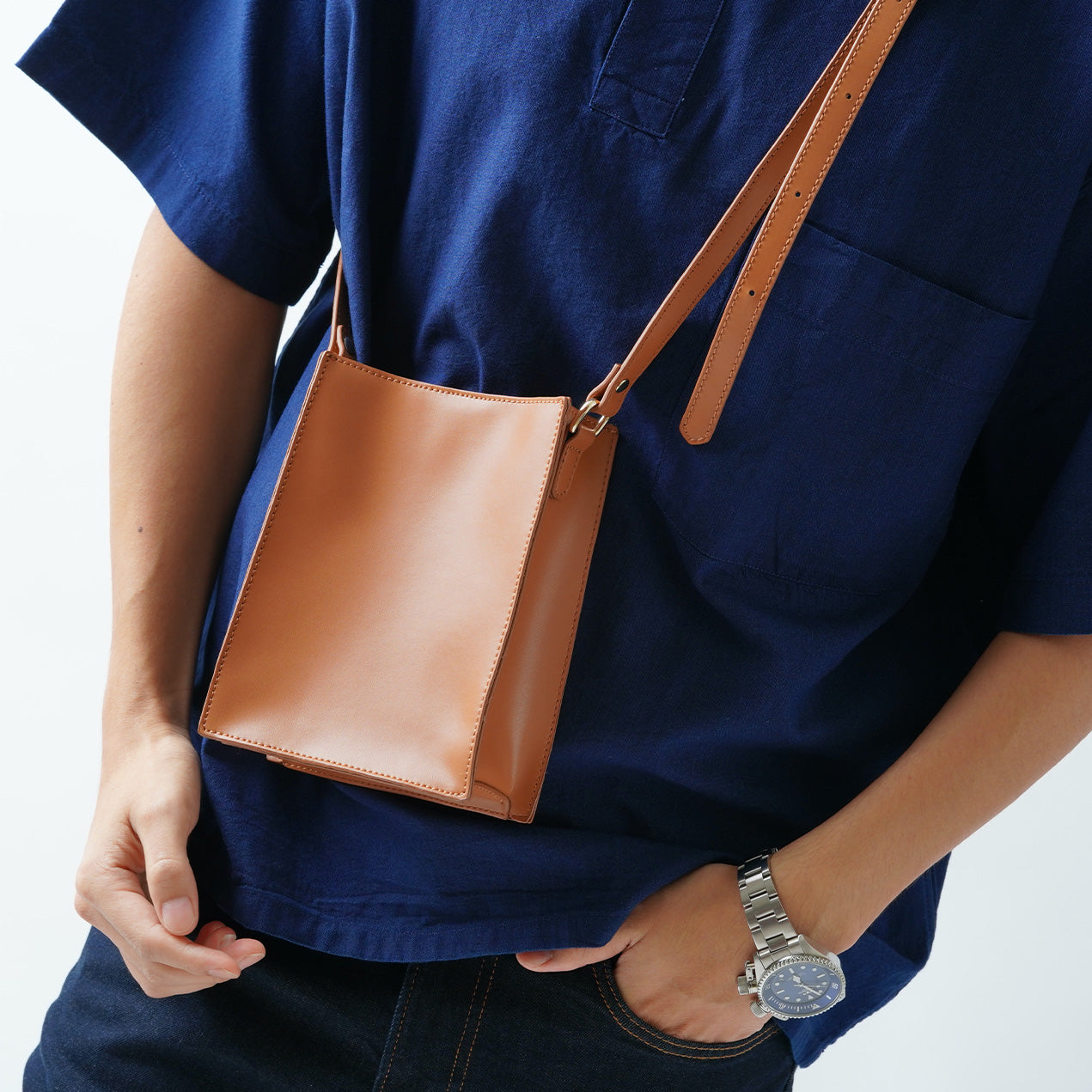 スプリットレザー スクエア ミニ ショルダーバッグ