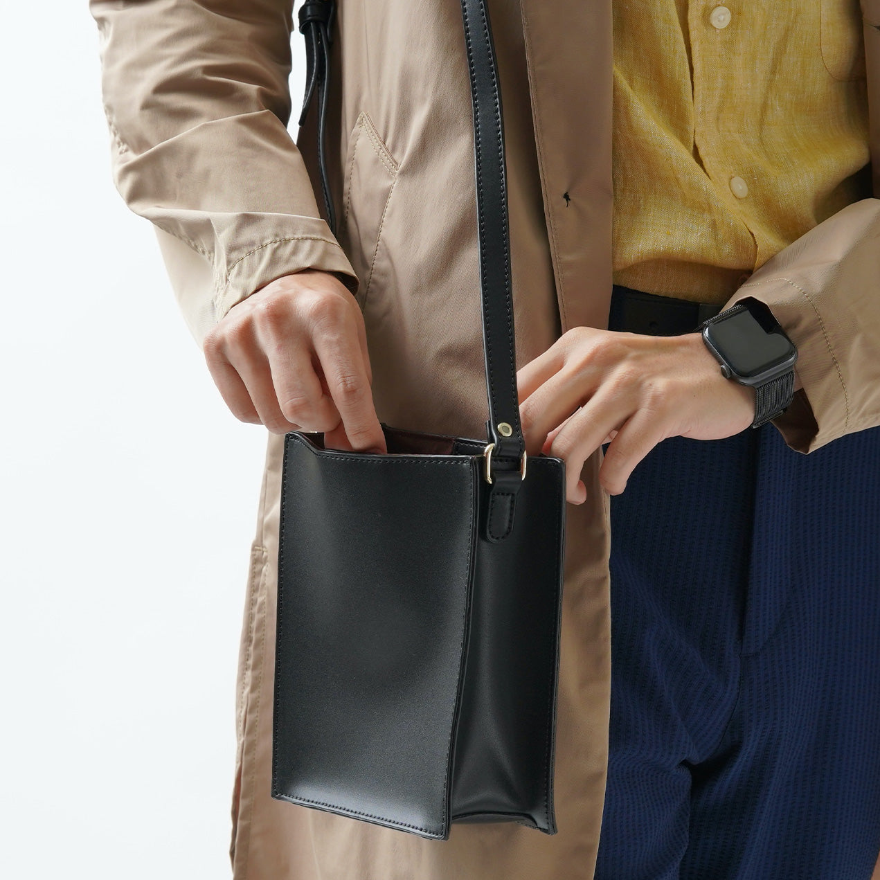 スプリットレザー スクエア ミニ ショルダーバッグ