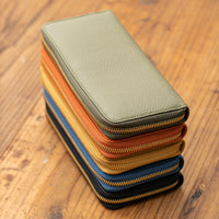 イタリアンレザー シュリンクレザー スキミング防止機能付き ラウンドファスナー 長財布