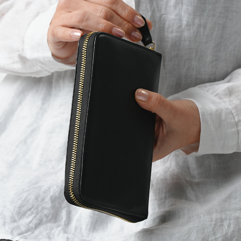 ゴートレザー スキミング防止機能付き 大容量 通帳ケース