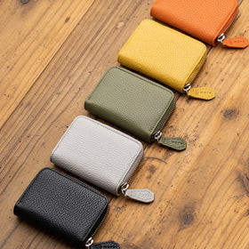 イタリア製シュリンクレザー スキミング防止機能付 じゃばら コンパクト カードケース