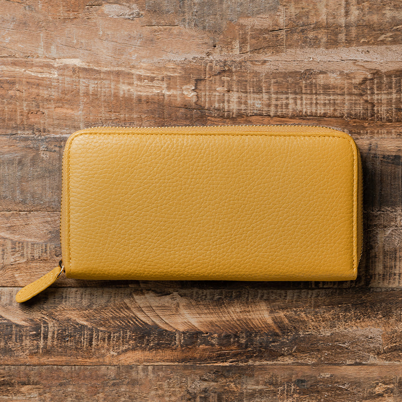 イタリアンレザー シュリンクレザー スキミング防止機能付き ラウンドファスナー 長財布