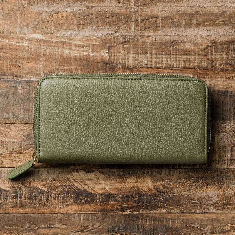 イタリアンレザー シュリンクレザー スキミング防止機能付き ラウンドファスナー 長財布