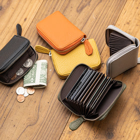 イタリア製シュリンクレザー スキミング防止機能付 じゃばら コンパクト カードケース