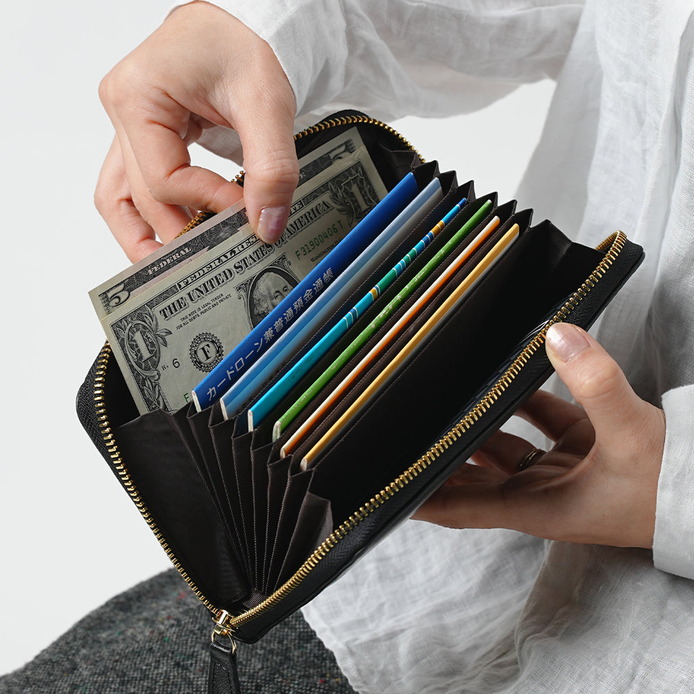 ゴートレザー スキミング防止機能付き 大容量 通帳ケース