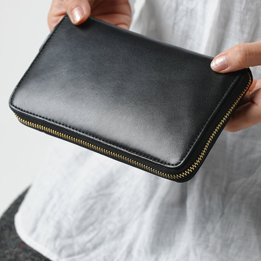 ゴートレザー スキミング防止機能付き 大容量 通帳ケース