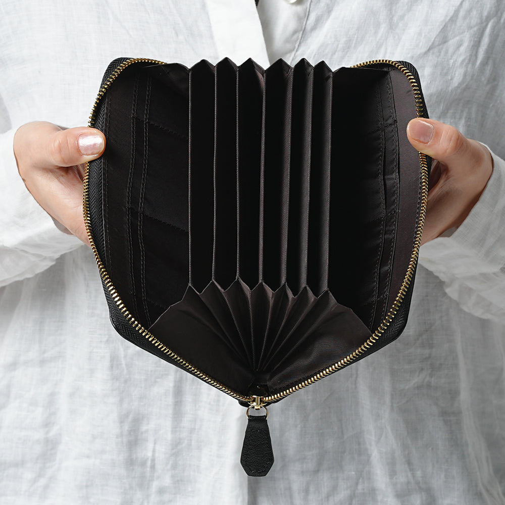 ゴートレザー スキミング防止機能付き 大容量 通帳ケース