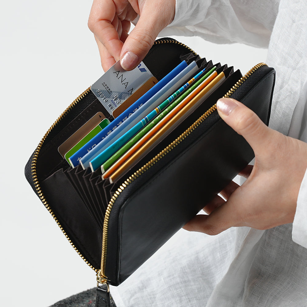 ゴートレザー スキミング防止機能付き 大容量 通帳ケース