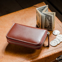 ラウンドファスナー コードバン調/カーボン レザー コインケース