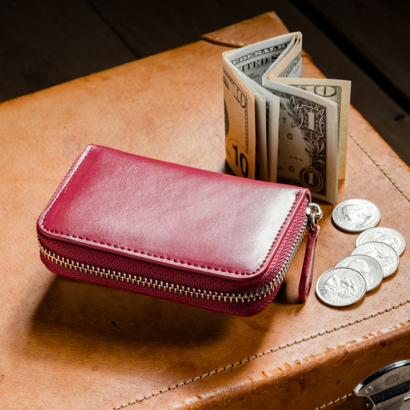 ラウンドファスナー コードバン調/カーボン レザー コインケース